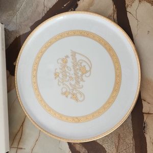 Mikasa Happy Anniversary, Gold Cake Plate and Server